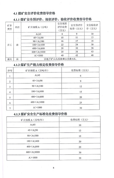 煤礦安全評價技術(shù)服務收費標準(圖1)